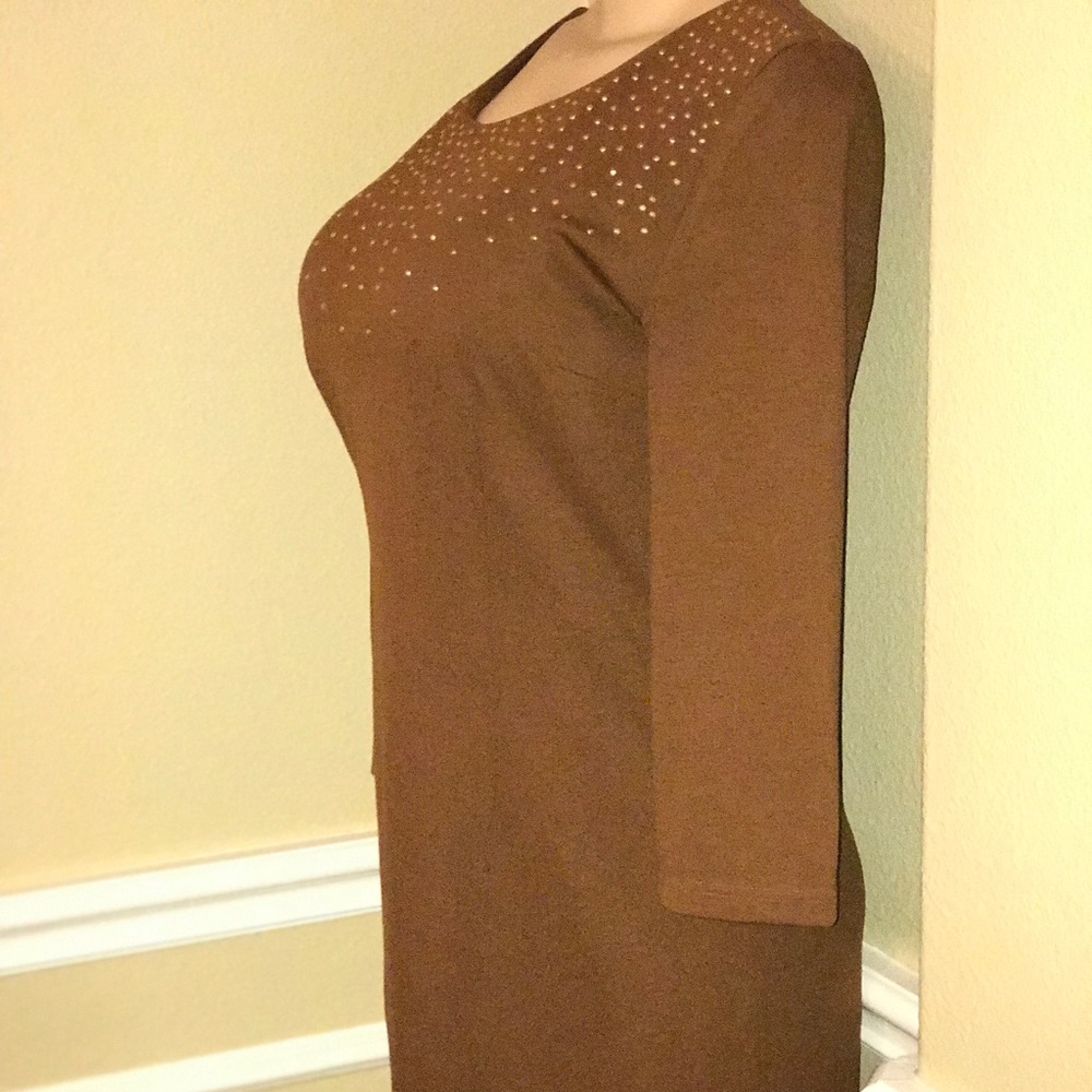Elegant Golden Brown Dress - Picture 5 of 8